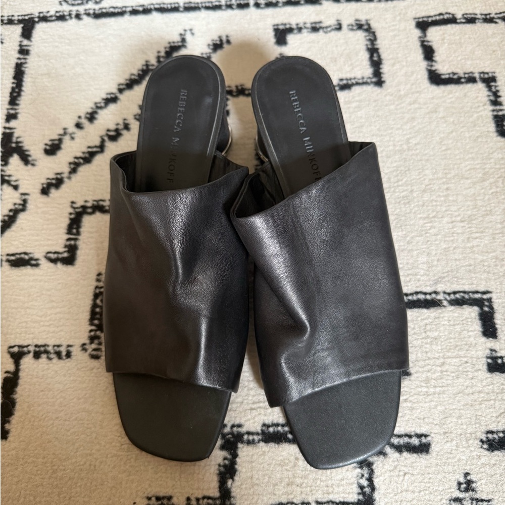 Rebecca Minkoff Black Leather Mules Sleek Modern Design